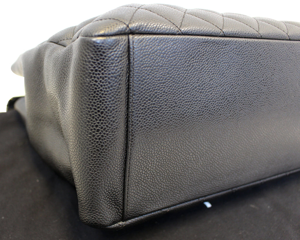 CHANEL Black Caviar Leather Grand Shopping Tote Bag