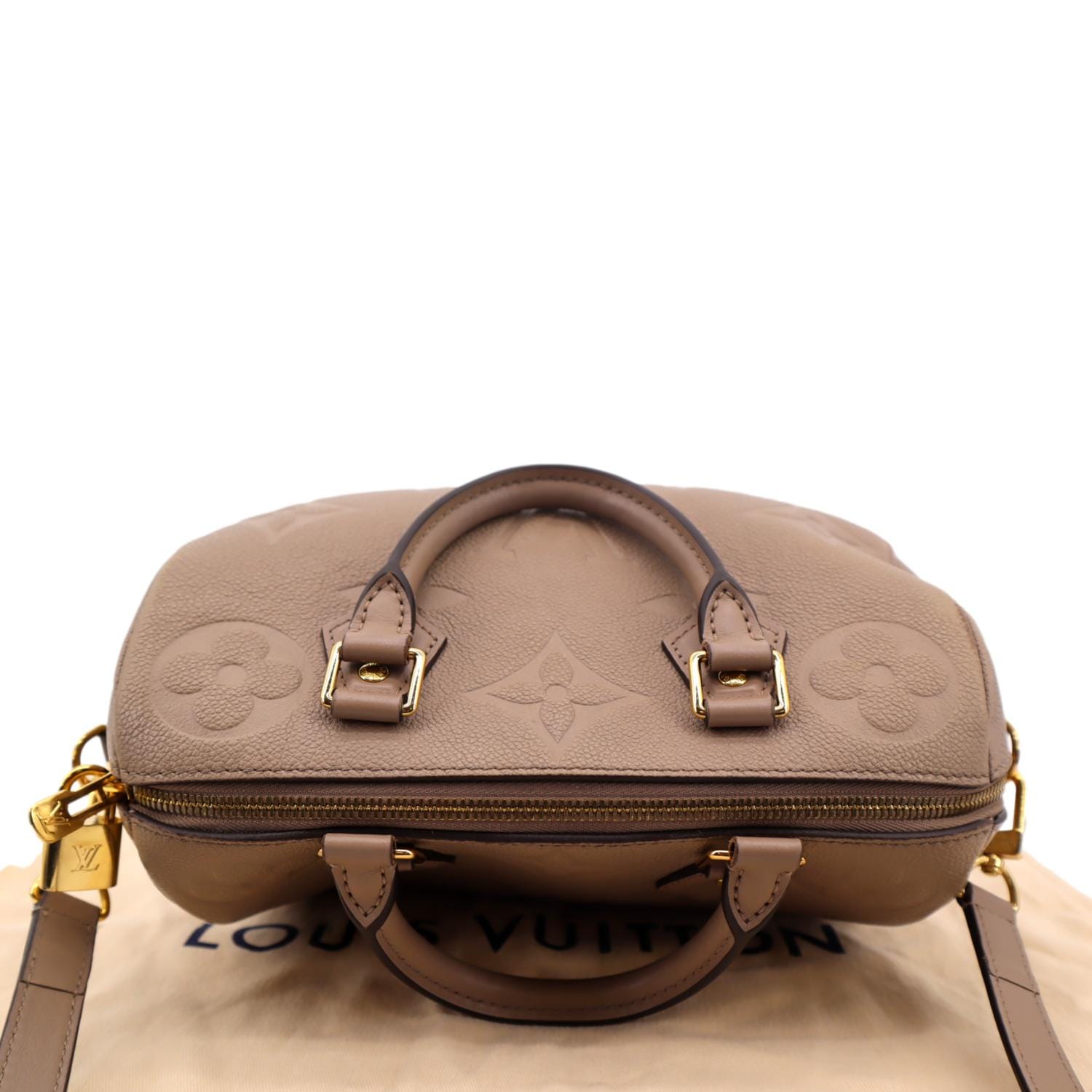 LOUIS VUITTON Speedy 25 Bandouliere Monogram Empreinte Shoulder Bag Tourterelle