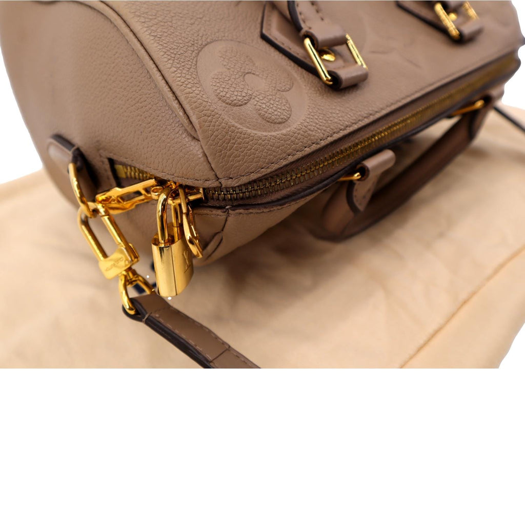 LOUIS VUITTON Speedy 25 Bandouliere Monogram Empreinte Shoulder Bag Tourterelle