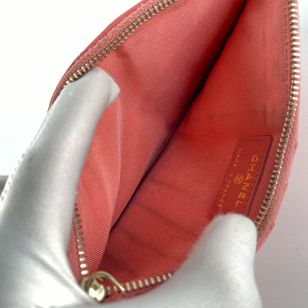 Chanel Caviar Coral Phone-Cardholder Holder