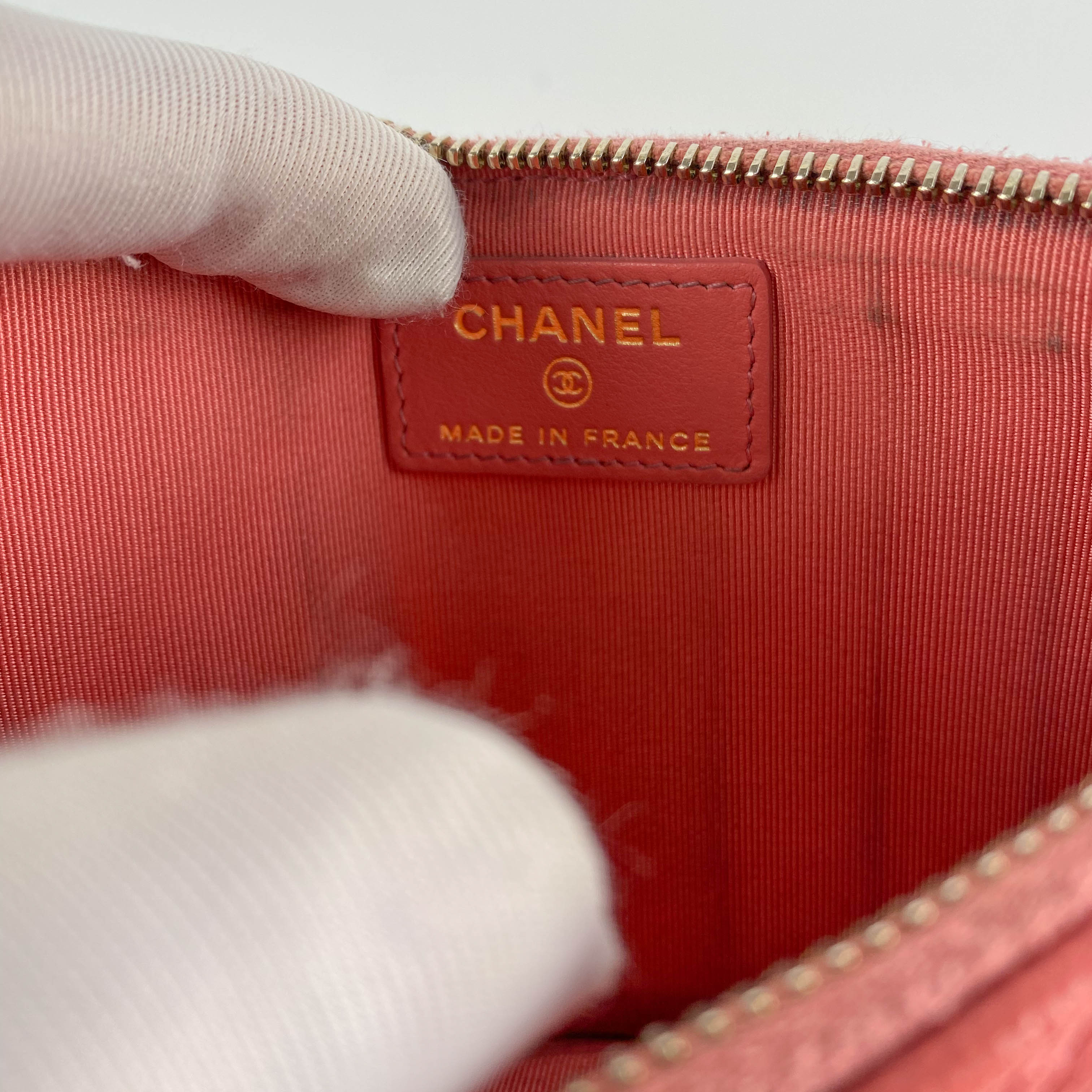 Chanel Caviar Coral Phone-Cardholder Holder