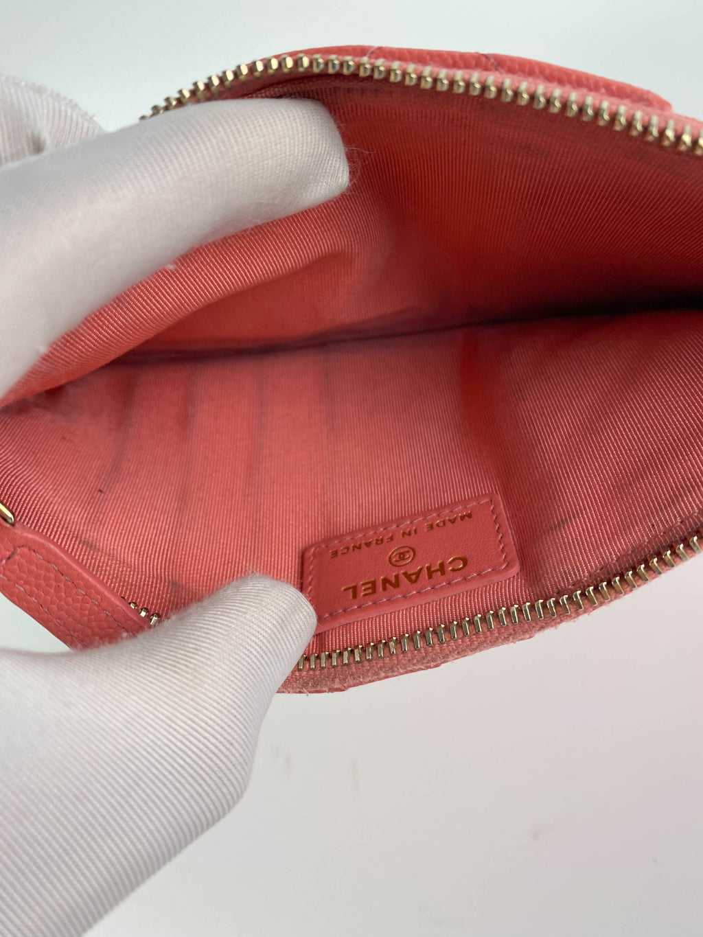 Chanel Caviar Coral Phone-Cardholder Holder