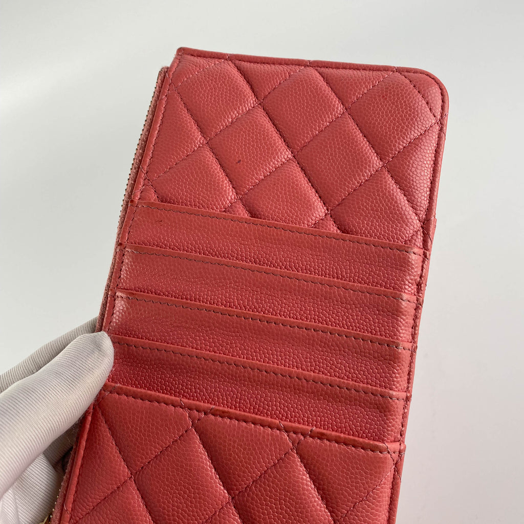 Chanel Caviar Coral Phone-Cardholder Holder