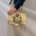 MiuMiu Raffia Madras Crystal Embellished Lady Shoulder Bag TWS