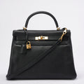 Hermes Kelly 32 Black Togo Leather Bag with Gold Hardware (Retourne)