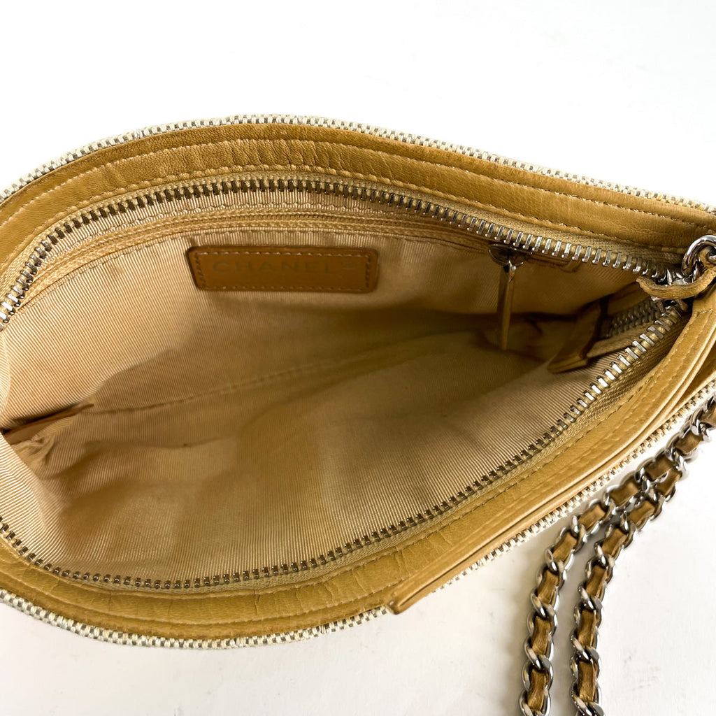 Chanel Camellia No. 5 Chocolate Canvas Pochette