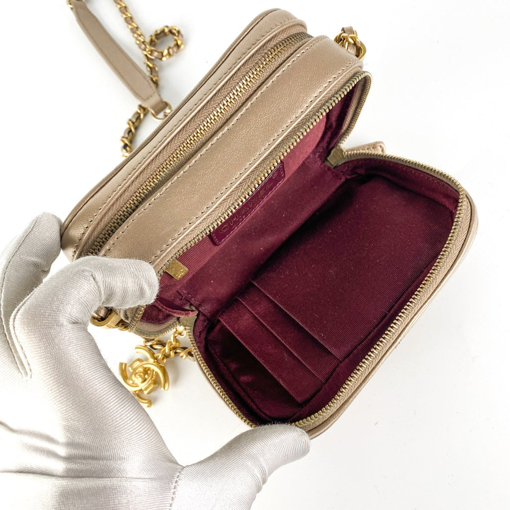 Chanel Calfskin Crossbody Bag Nude