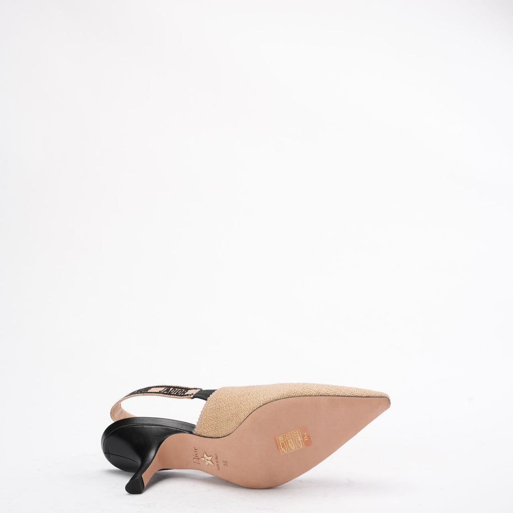 Dior J'Adior Slingback Pumps in Beige Two-Tone Fabric 39D