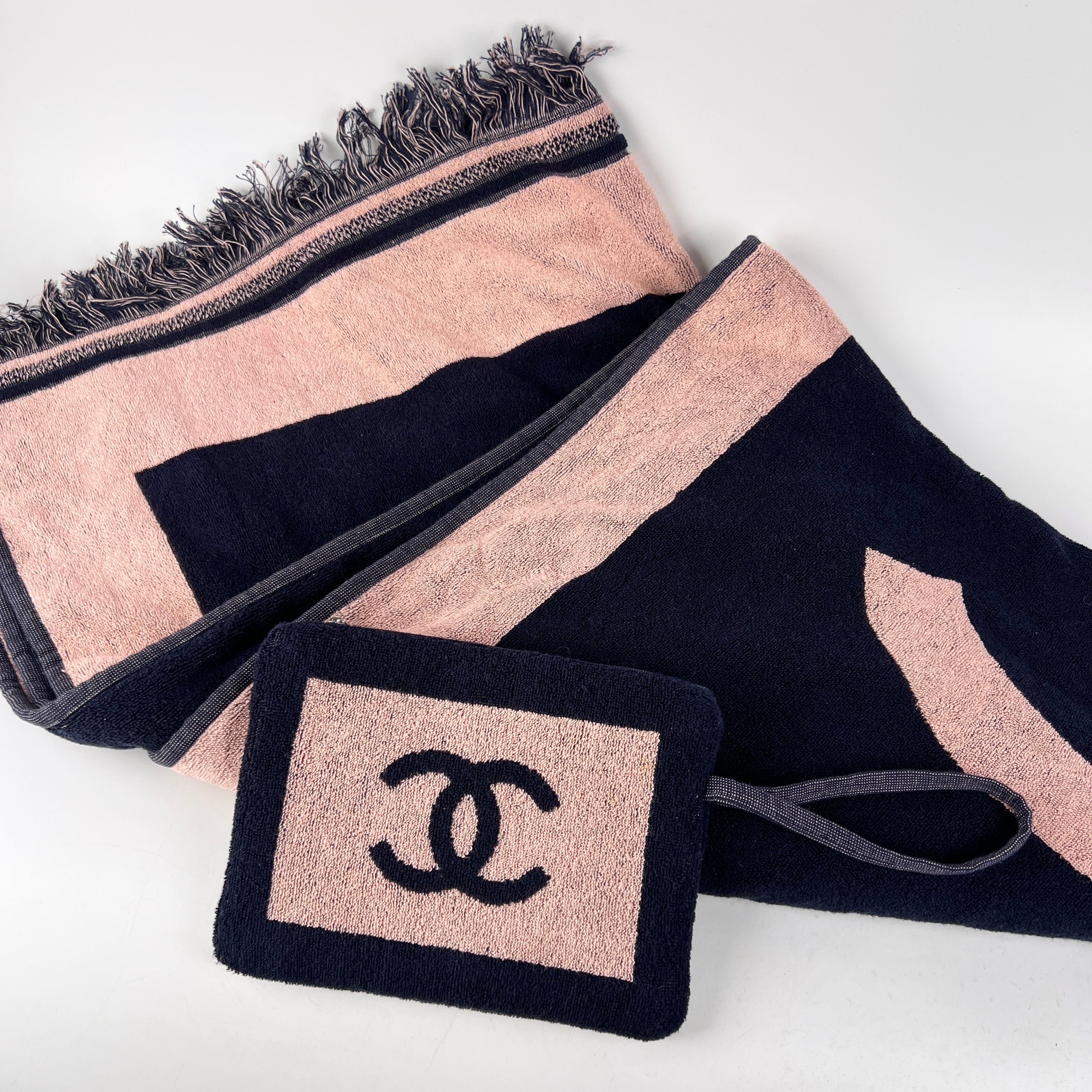 Chanel Logo Beach Bag Set with Towel and Pouch