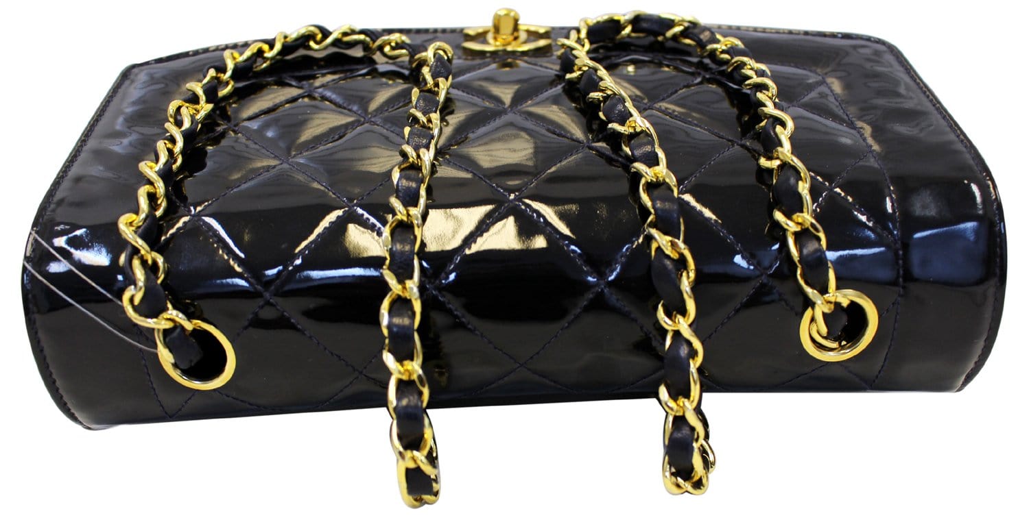 CHANEL Enamel Matelasse Chain CC Logo Black Shoulder Bag - Sale