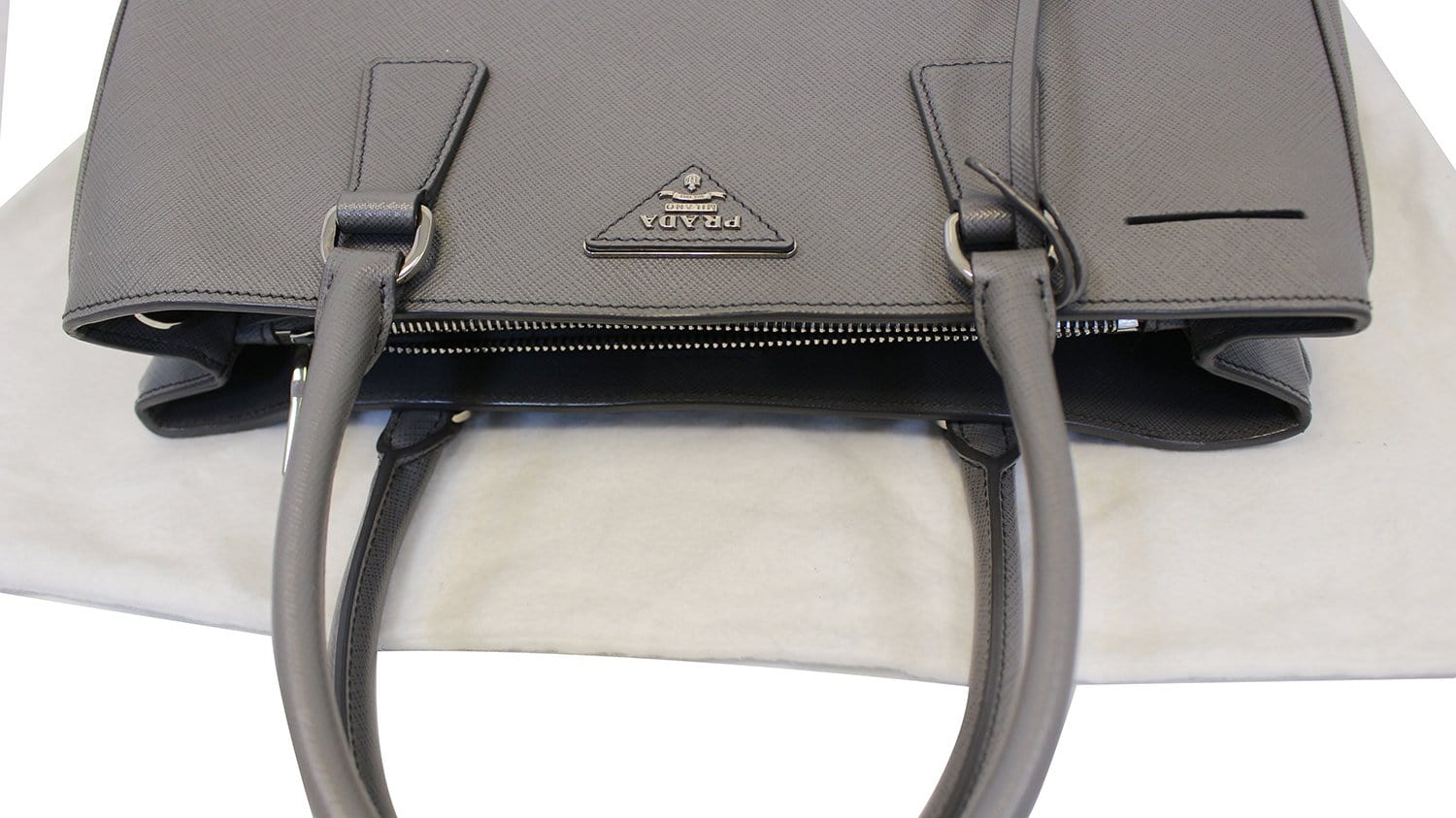 Prada Saffiano Executive Dark Grey Tote Shoulder Bag
