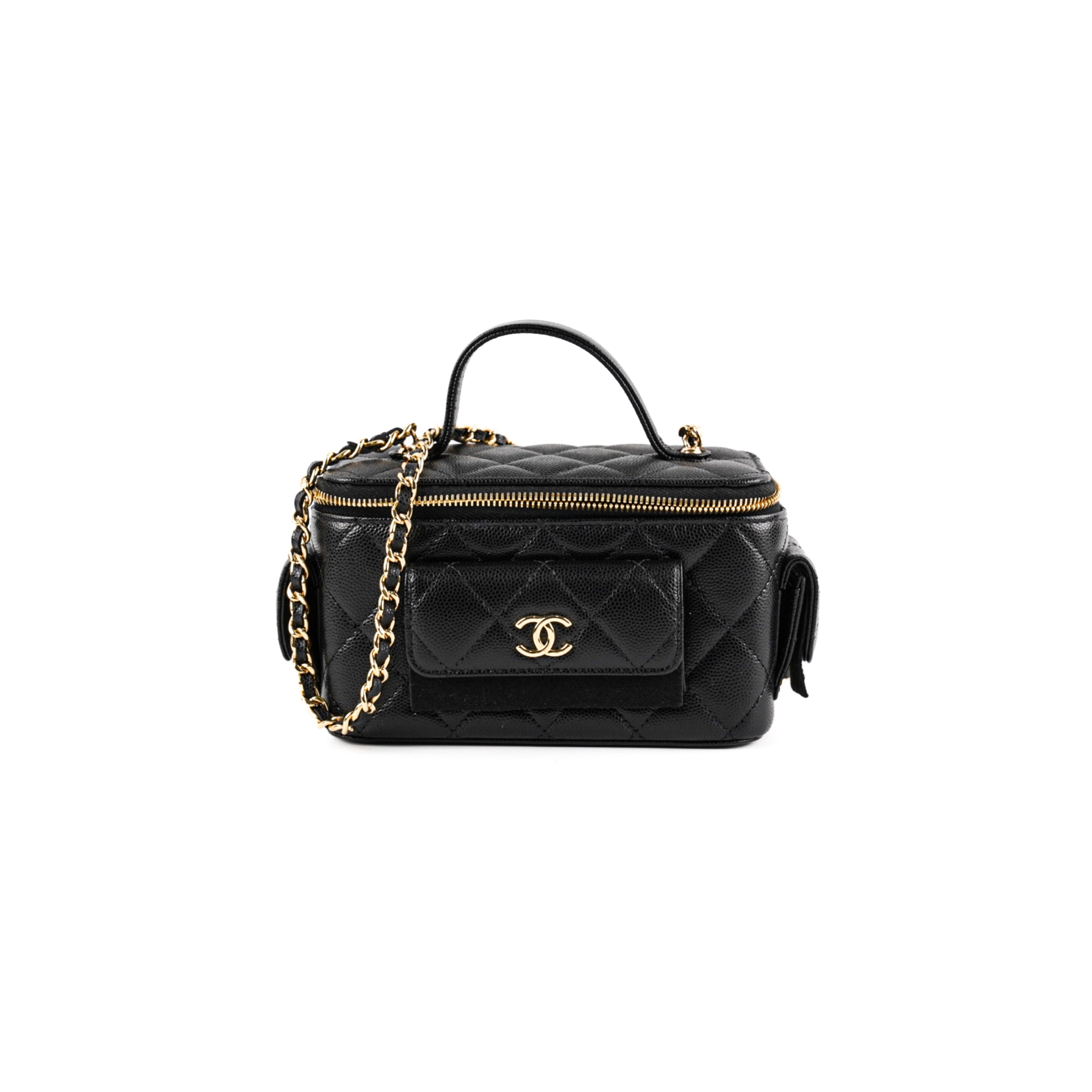 Chanel Caviar Multi Pocket Vanity Black Microchip