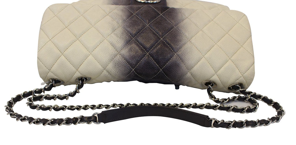 CHANEL Caviar Ombre Jumbo Single Flap Blanc White Shoulder Bag