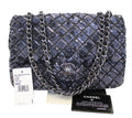 CHANEL Navy Blue/Dark Grey Sequin Flap Shoulder Bag Limited Edition