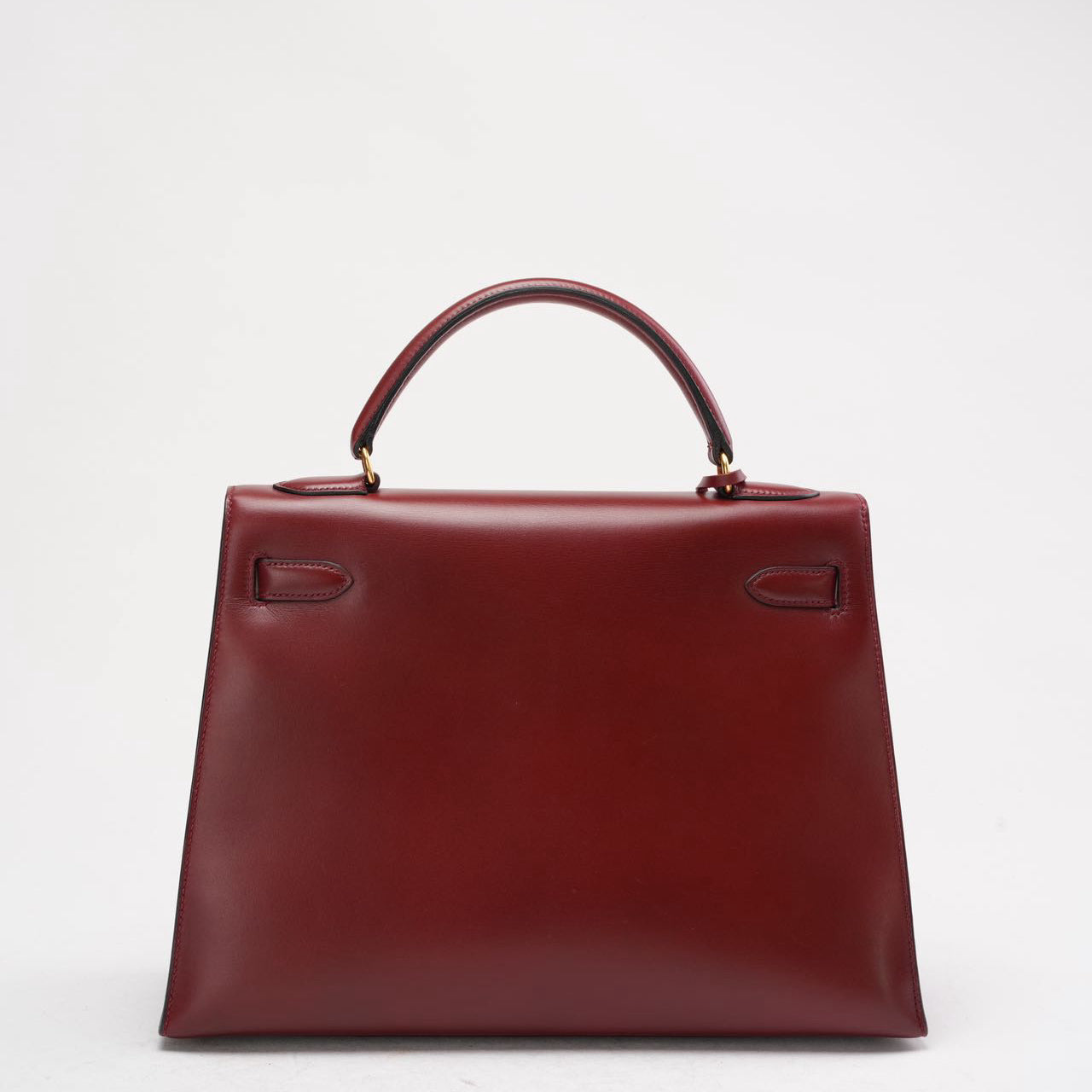 Hermes Vintgae Kelly 32 Burgundy Red Box Leather 1993