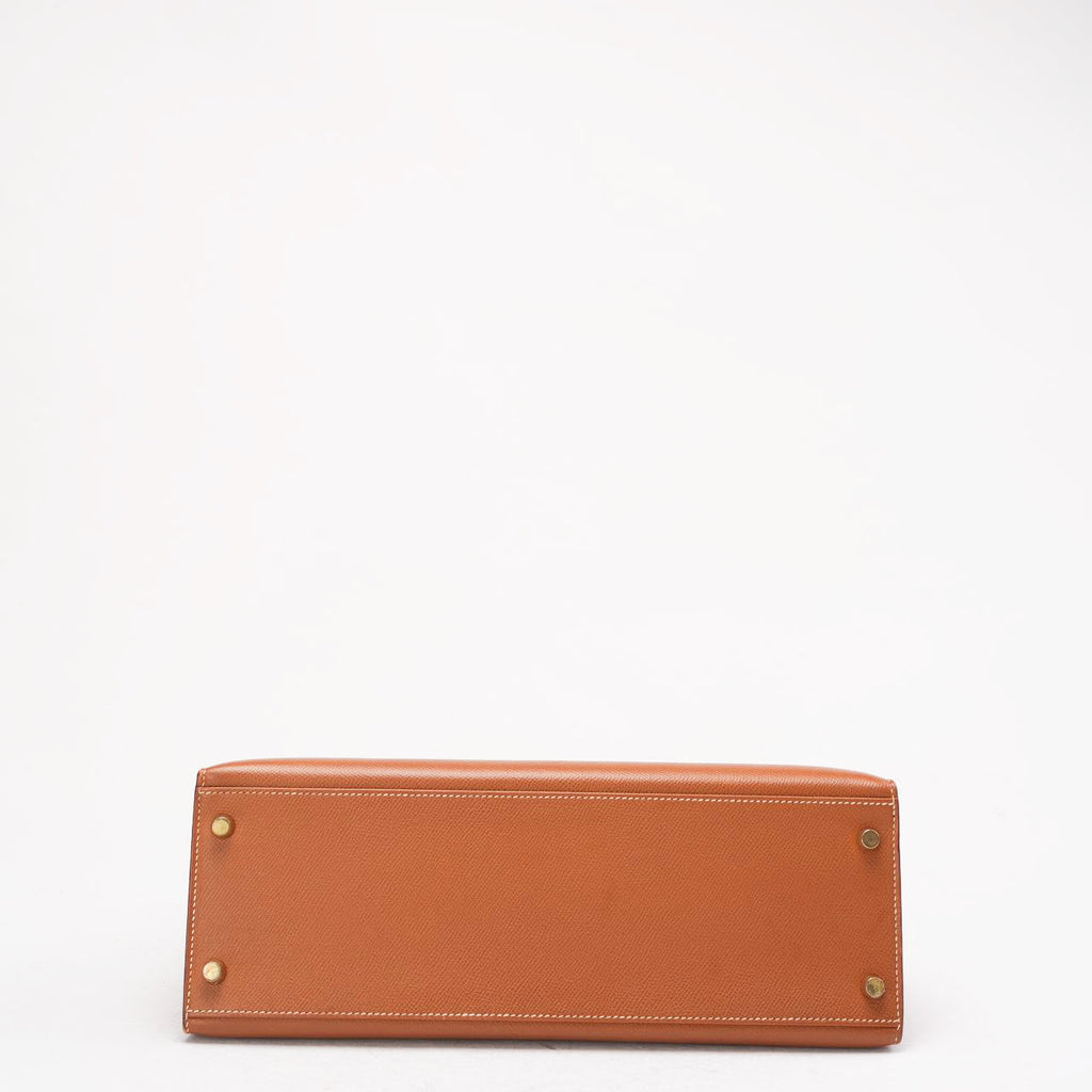 Hermès Vintage Gold Kelly Sellier 32 Epsom Y Circle 1995