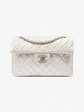 Chanel Classic Single Flap Metallic Grey Lambskin Leather Maxi