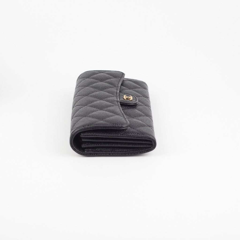 Chanel Long Caviar Black Wallet