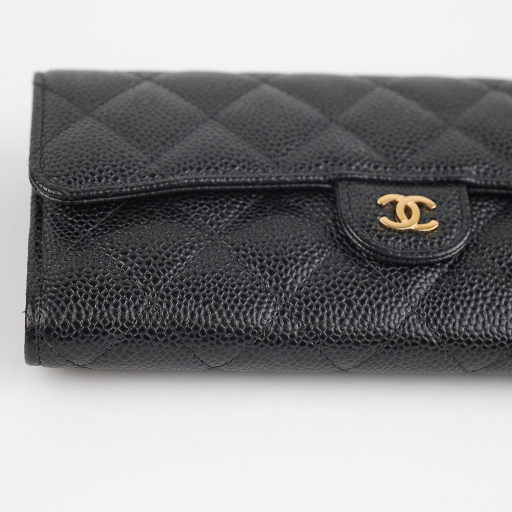Chanel Long Caviar Black Wallet