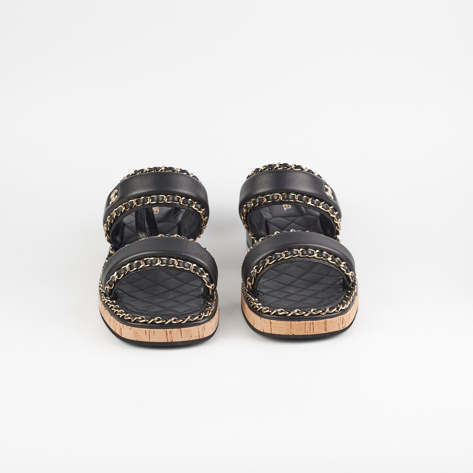 Chanel Black CC Sandals Size 41