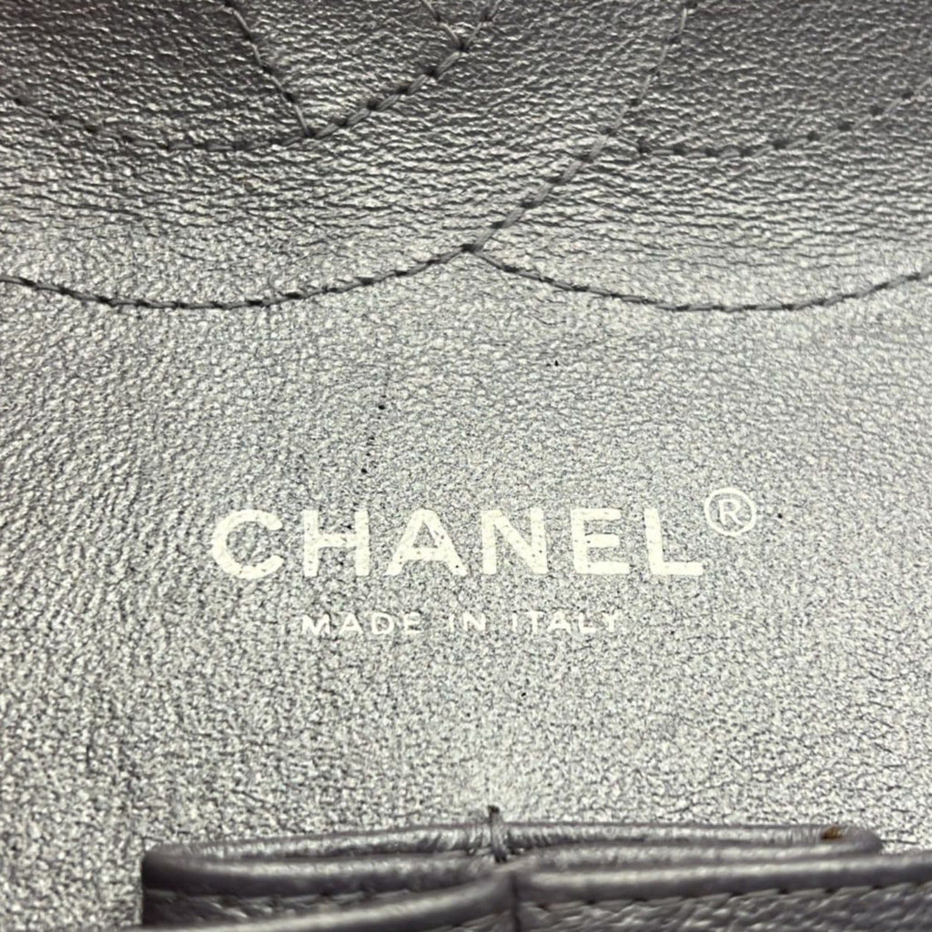 CHANEL Jumbo Flap Quilted Leather Shoulder Bag Silver