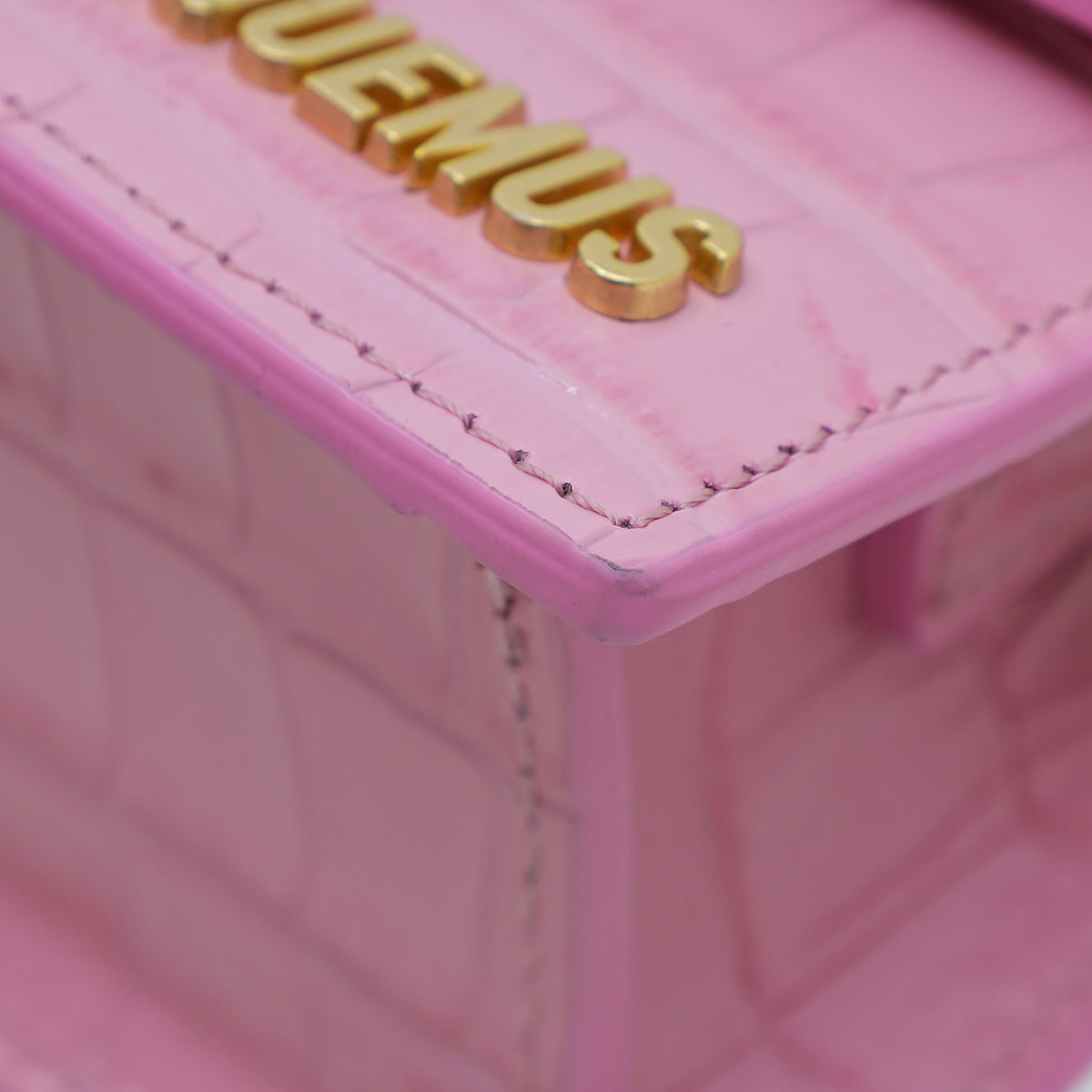Jacquemus Pink Croc Effect Le Bambino Le Raphia Bag