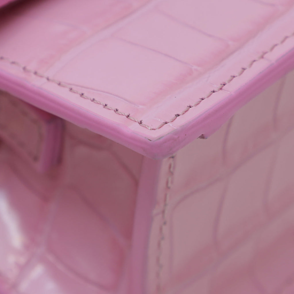 Jacquemus Pink Croc Effect Le Bambino Le Raphia Bag