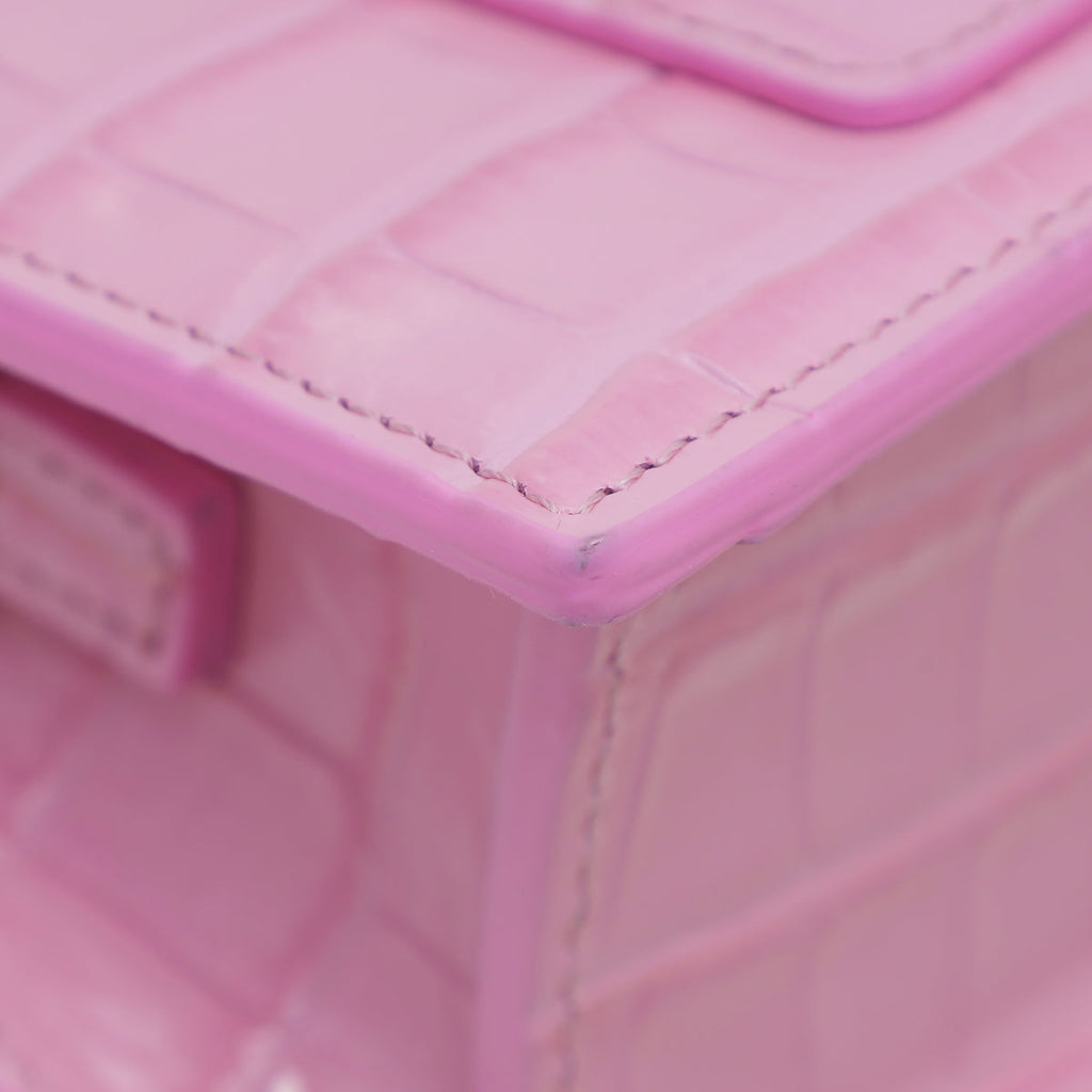 Jacquemus Pink Croc Effect Le Bambino Le Raphia Bag