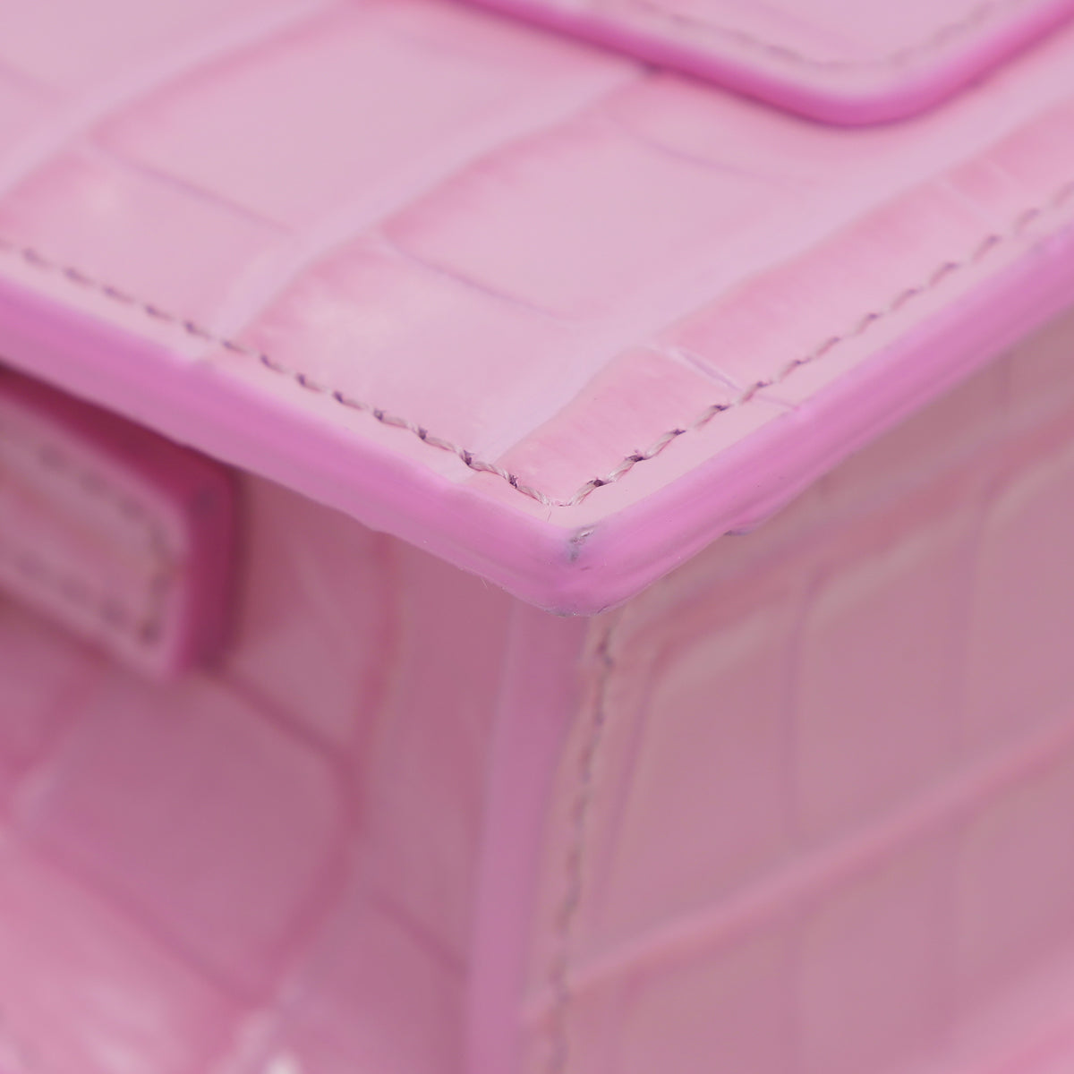 Jacquemus Pink Croc Effect Le Bambino Le Raphia Bag