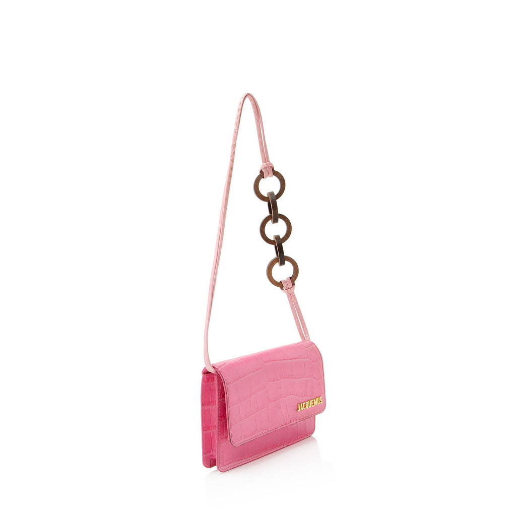 Jacquemus Croc Embossed Leather Le Riviera Shoulder Bag