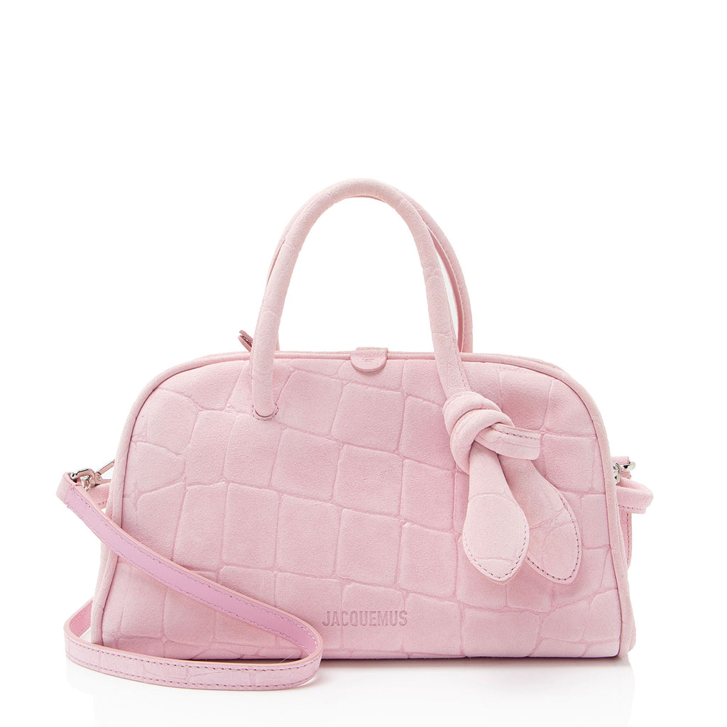 Jacquemus Croc Embossed Suede Le Turismo Small Bowling Bag
