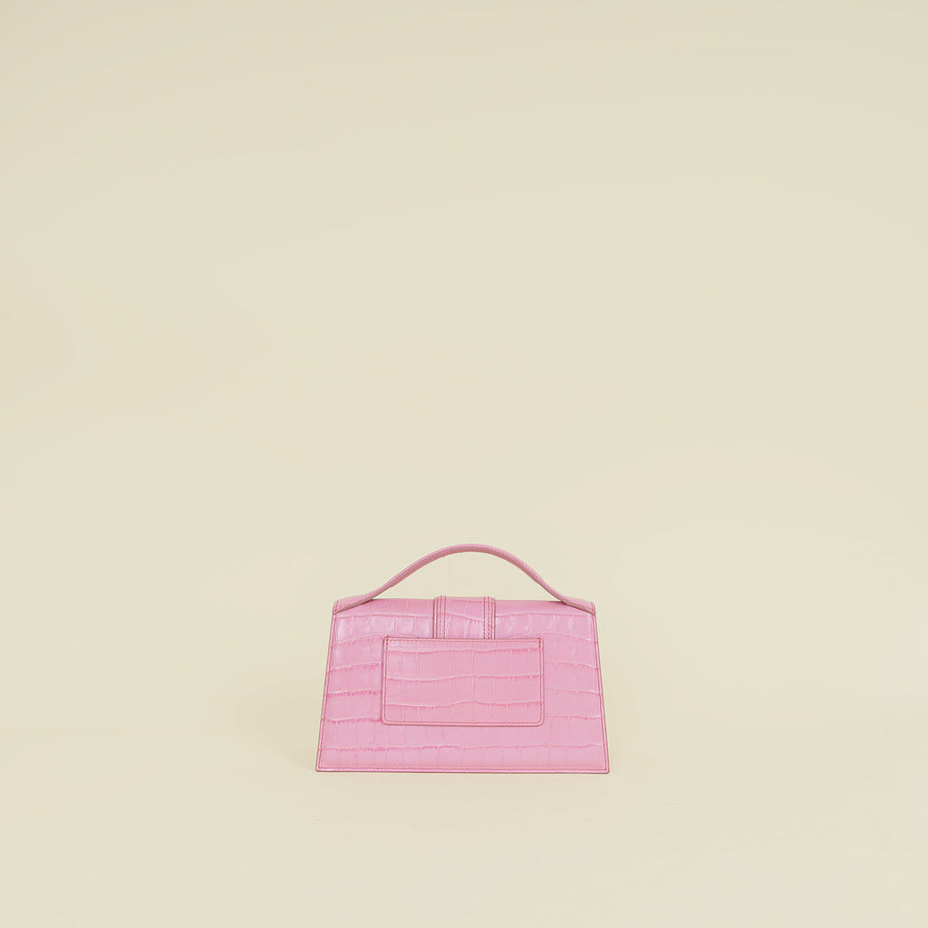 Jacquemus Pink Crocodile Embossed Le Grand Bambino Bag