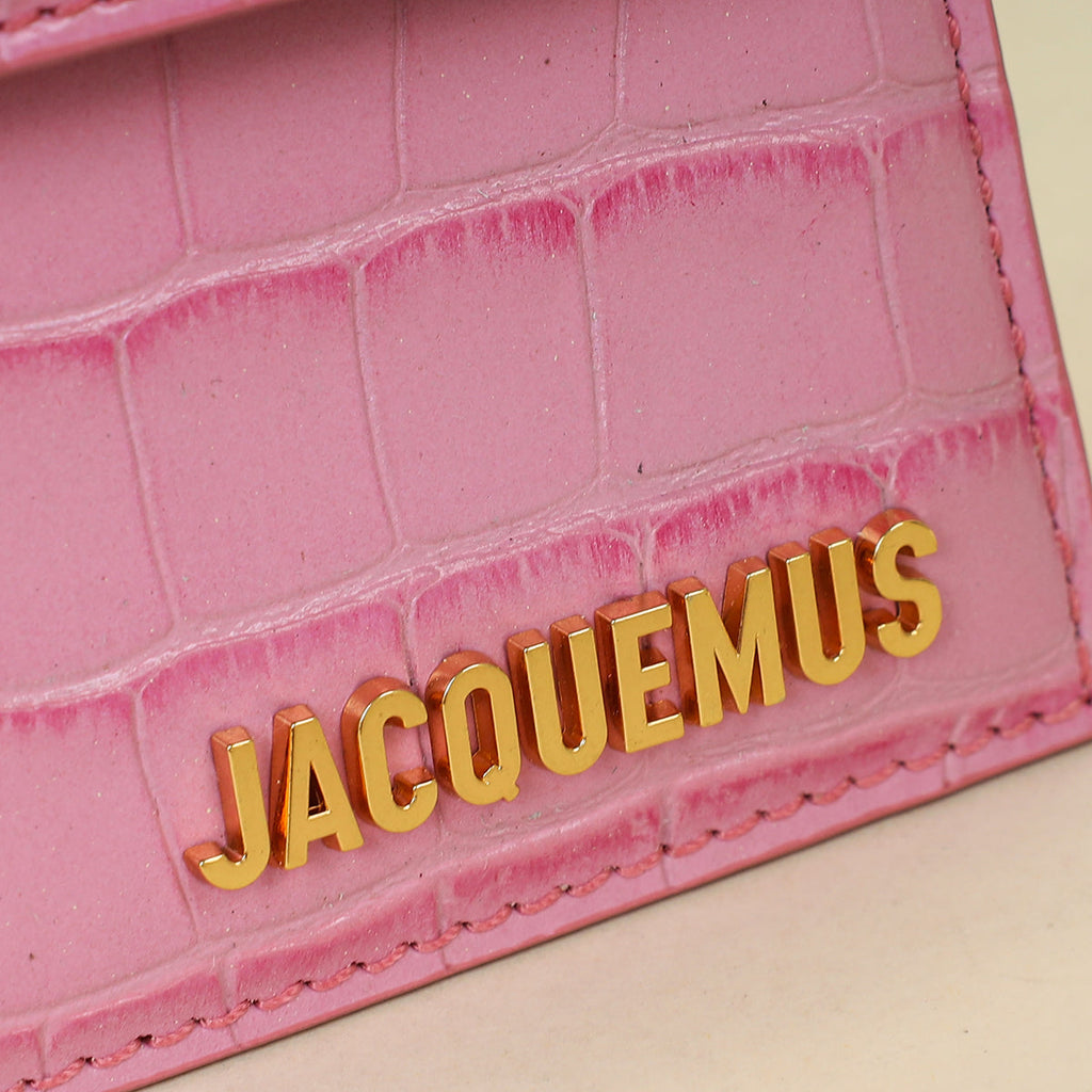 Jacquemus Pink Crocodile Embossed Le Grand Bambino Bag