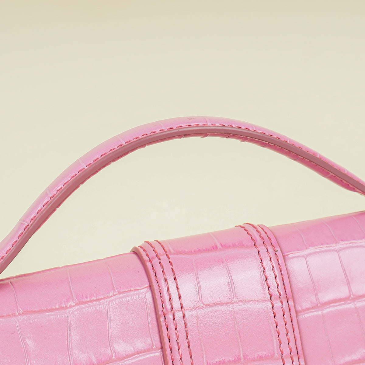 Jacquemus Pink Crocodile Embossed Le Grand Bambino Bag