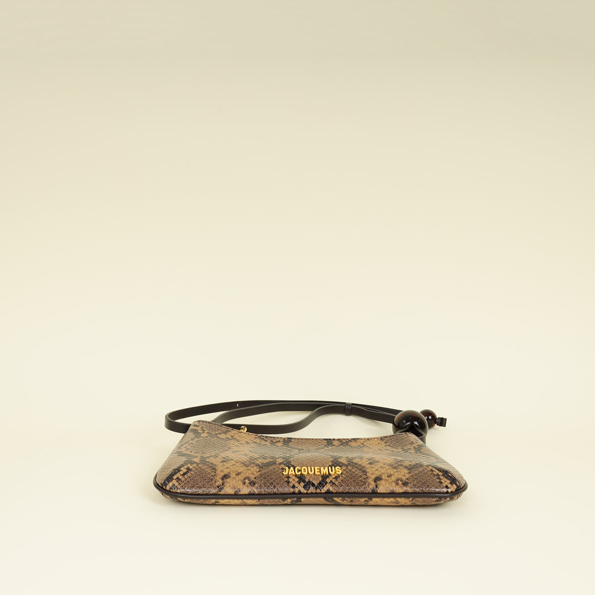 Jacquemus Dark Brown Le Bisou Perle Python-Embossed Shoulder Bag