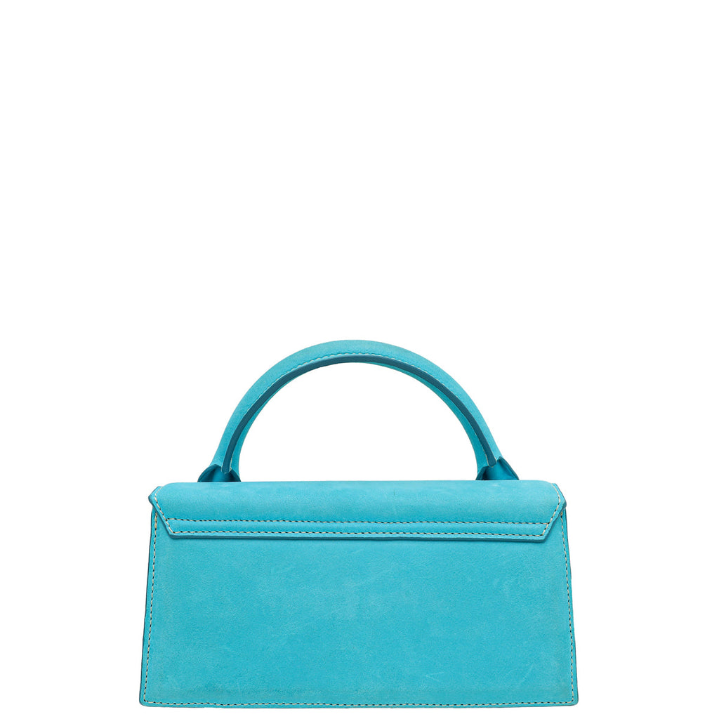 Jacquemus Turquoise Suede Le Chiquito Long Top Handle Bag