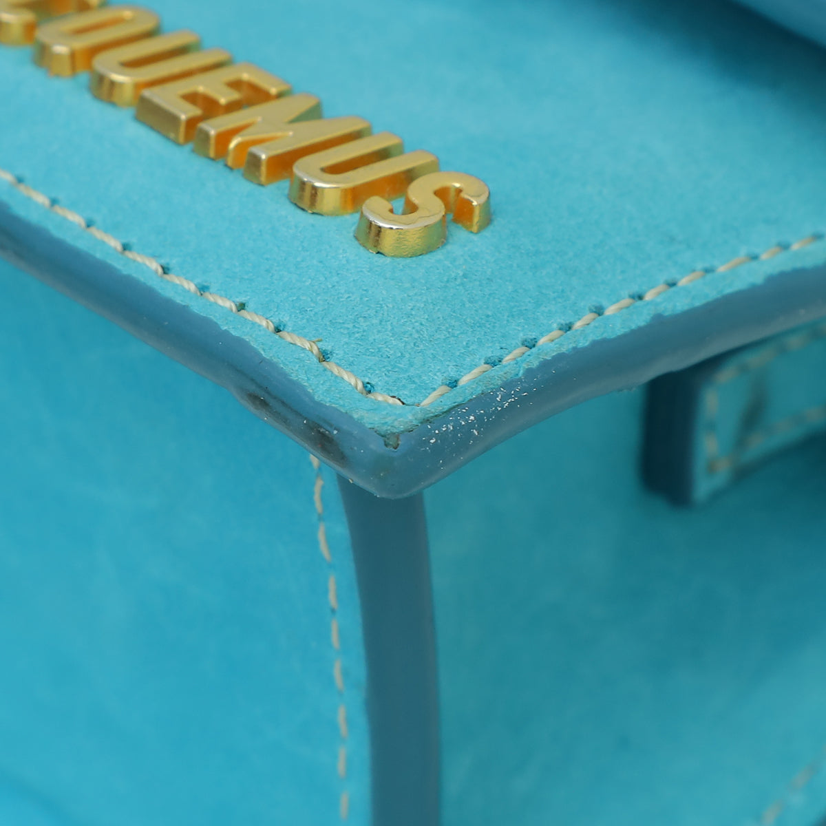 Jacquemus Turquoise Suede Le Chiquito Long Top Handle Bag