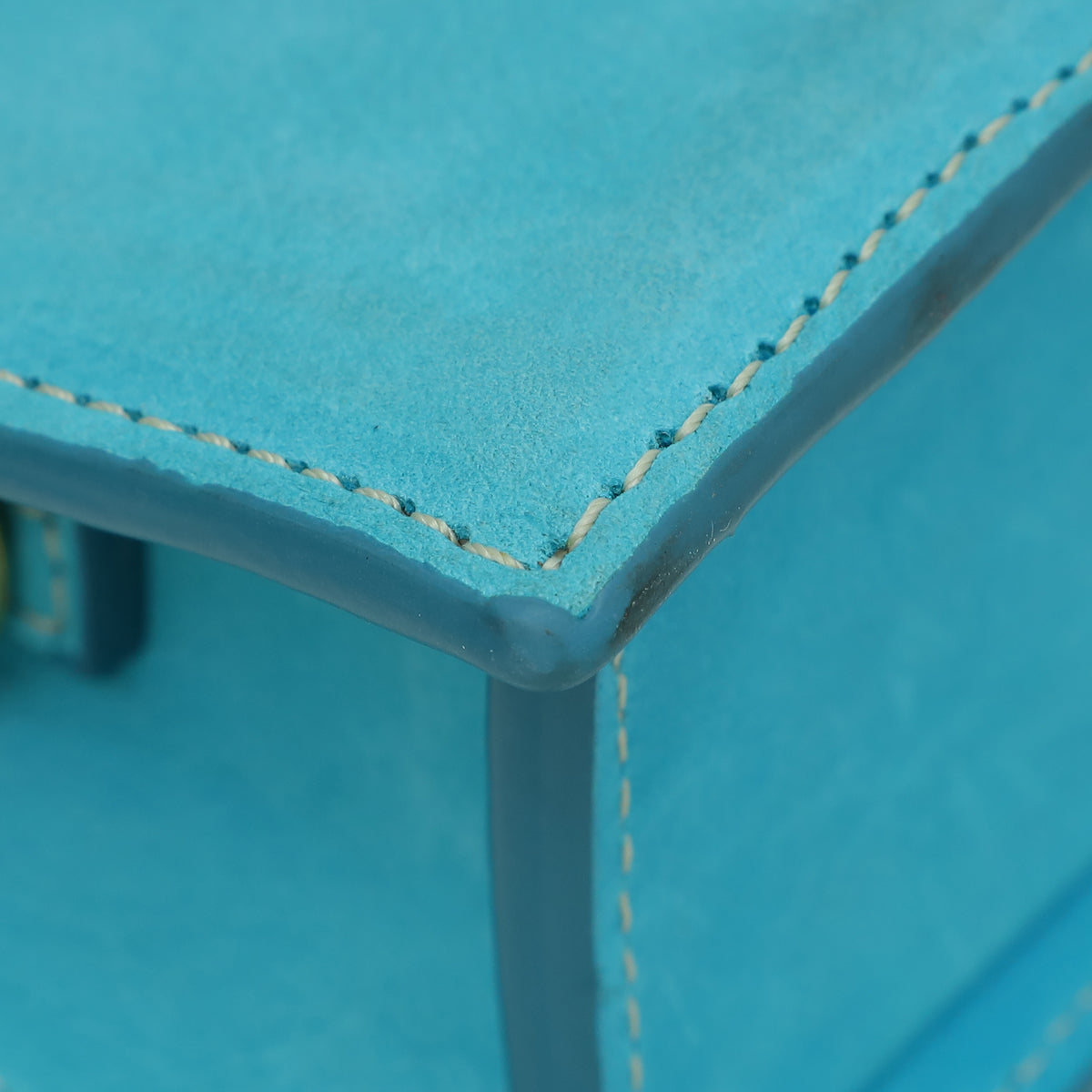 Jacquemus Turquoise Suede Le Chiquito Long Top Handle Bag