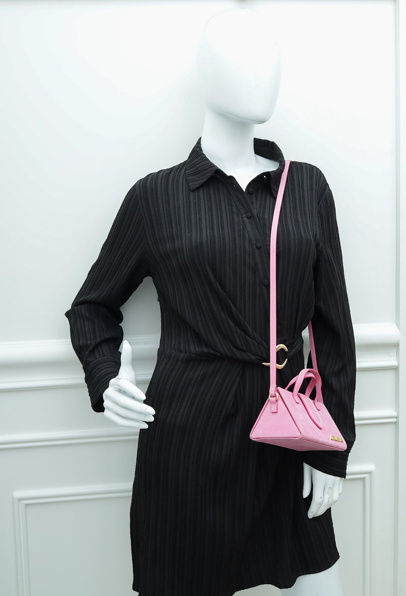 Jacquemus Pink Suede Le Porte Lunettes Triangle Bag