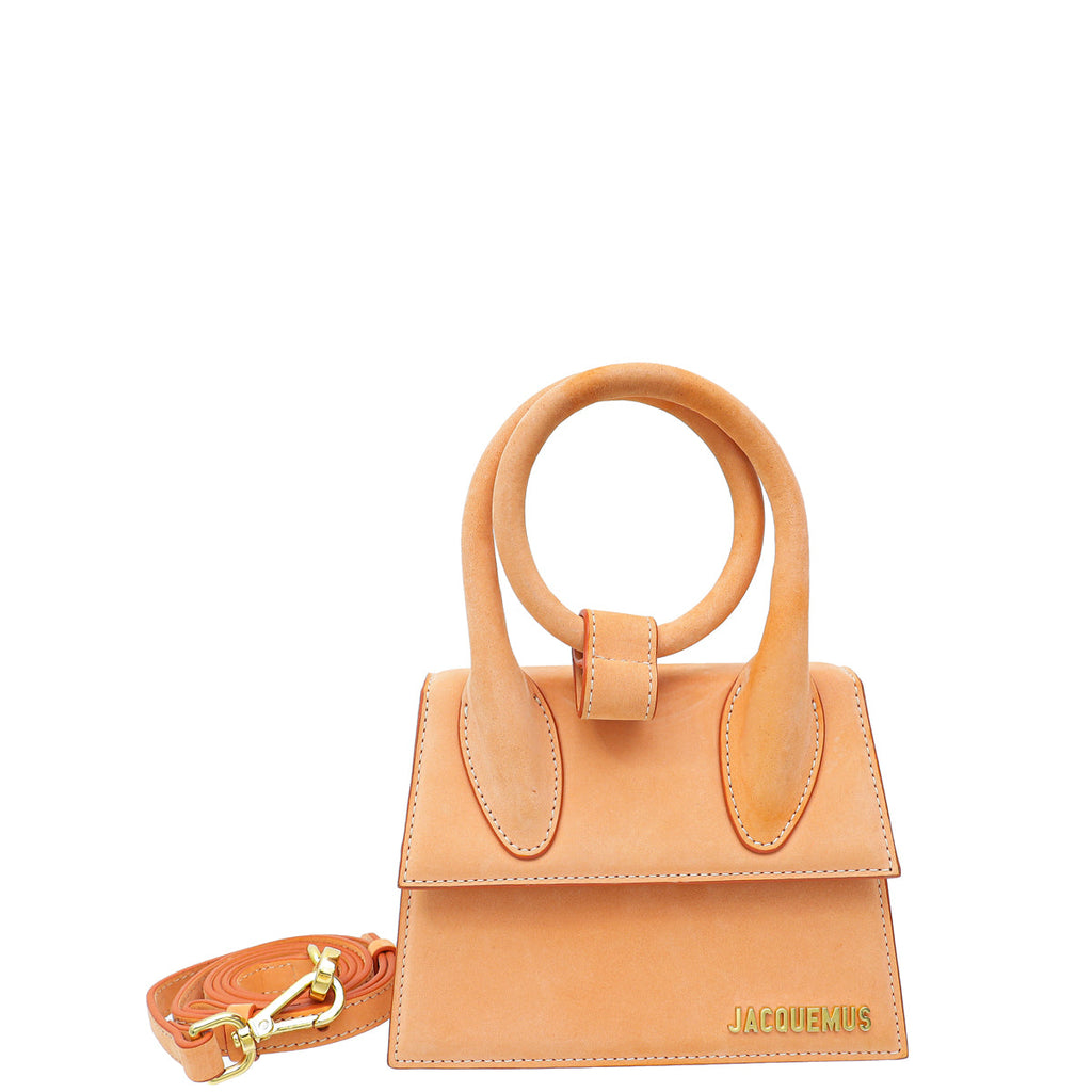 Jacquemus Peach Le Chiquito Noeud Les Classiques Coiled Handle Bag