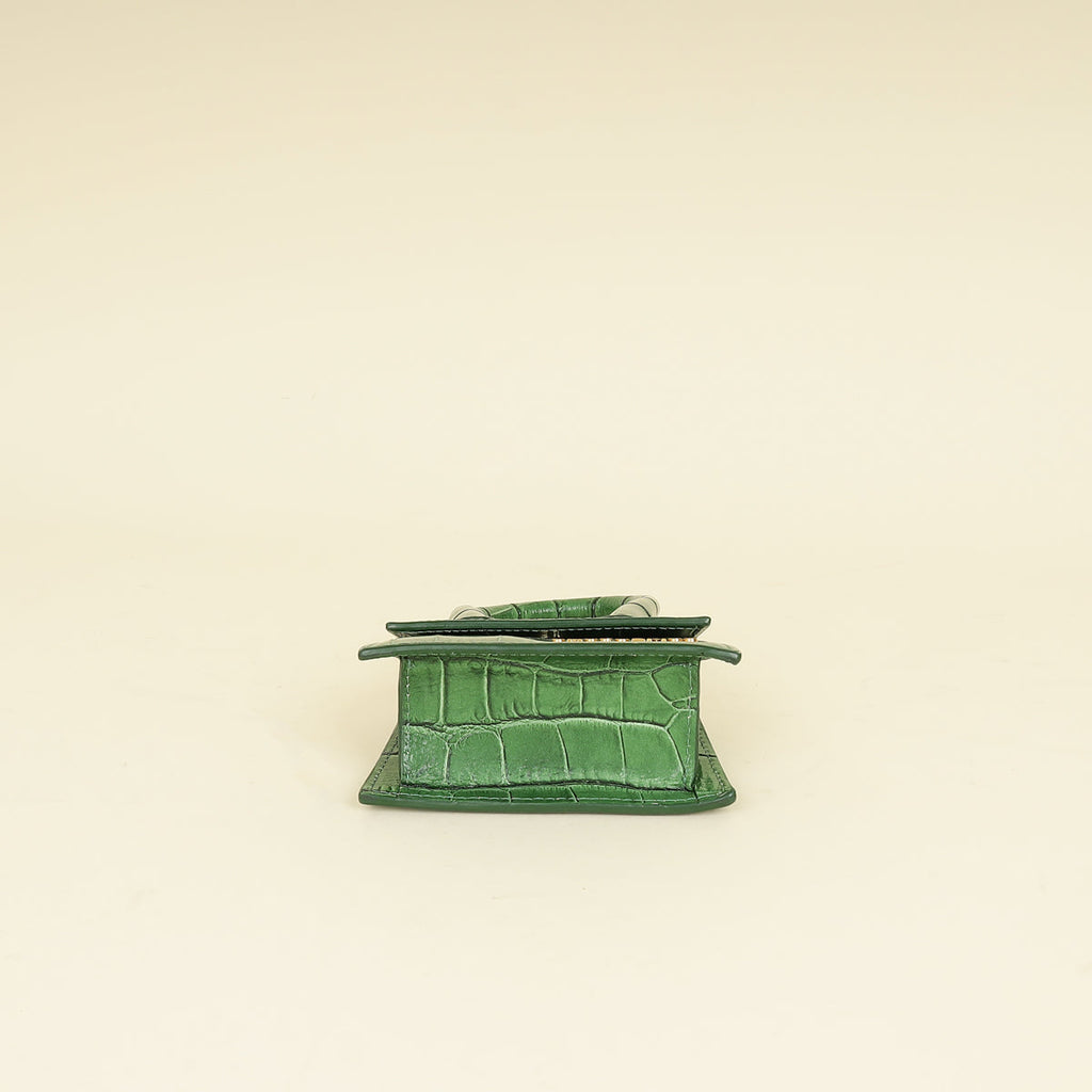 Jacquemus Green Croco Embossed Chiquito Mini Bag