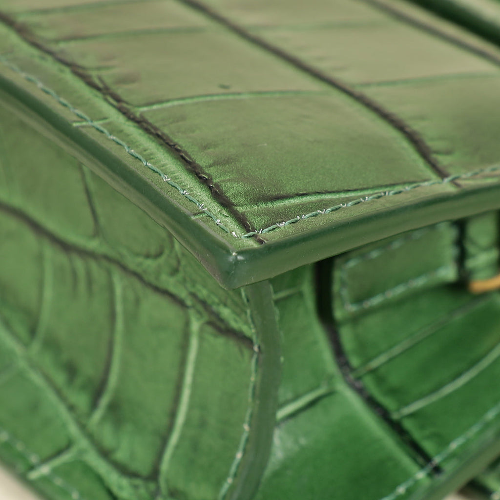Jacquemus Green Croco Embossed Chiquito Mini Bag
