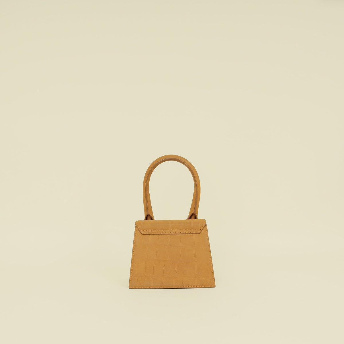 Jacquemus Light Brown Crocodile Embossed Le Chiquito Moyen Top Handle Bag