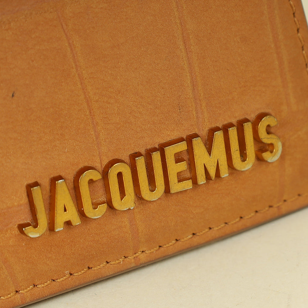 Jacquemus Light Brown Crocodile Embossed Le Chiquito Moyen Top Handle Bag