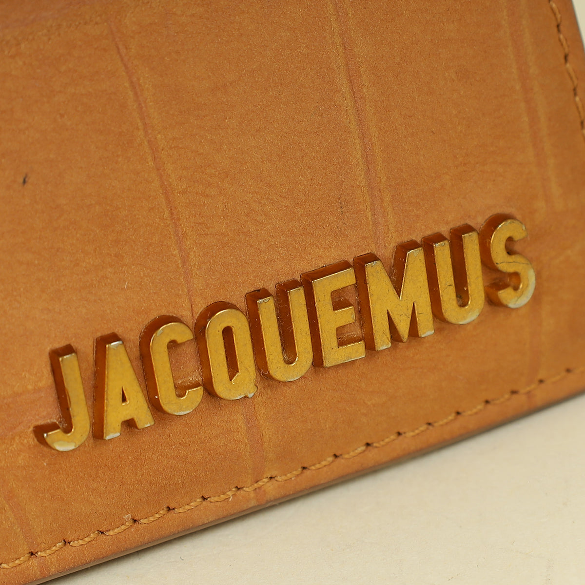 Jacquemus Light Brown Crocodile Embossed Le Chiquito Moyen Top Handle Bag