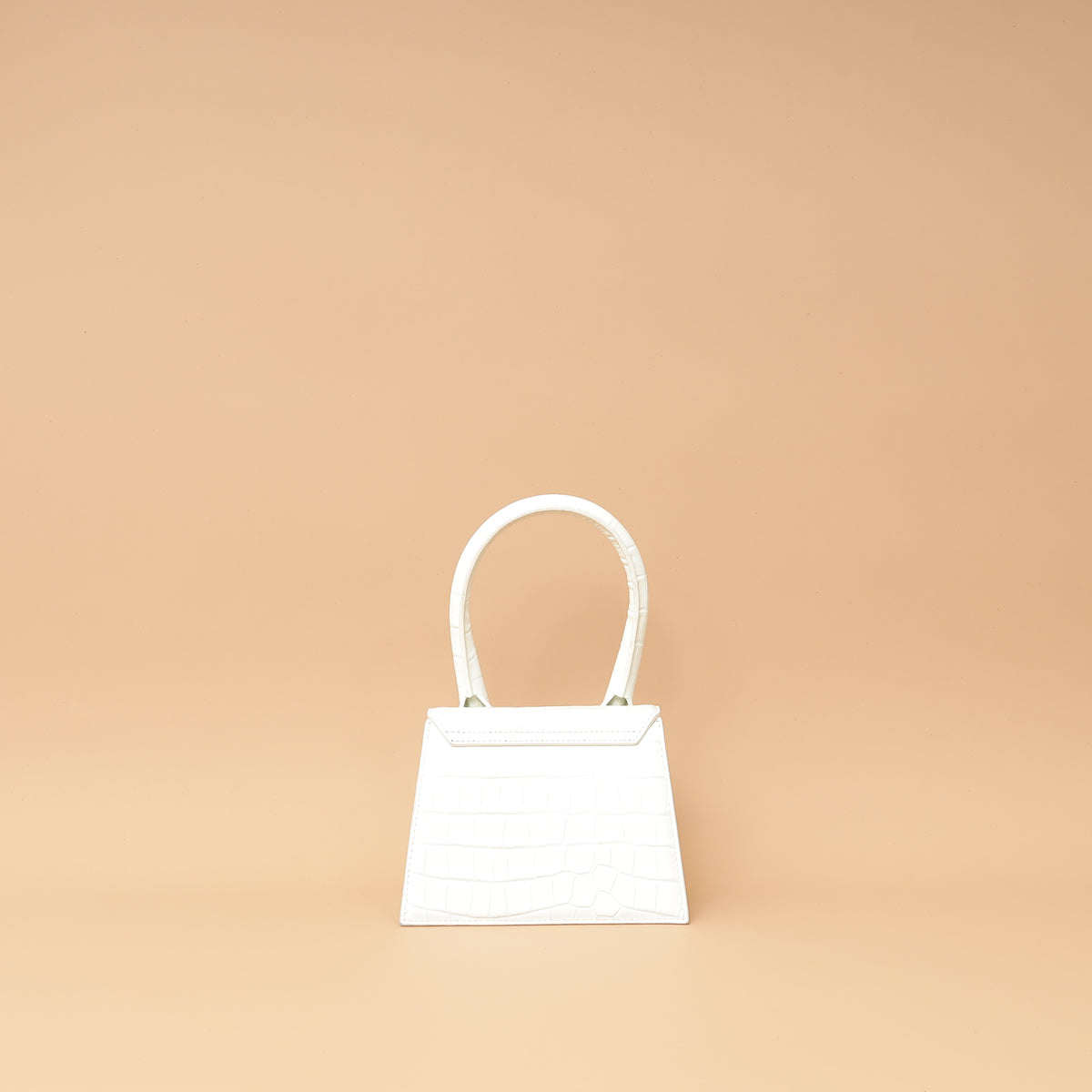 Jacquemus White Croco Embossed Chiquito Medium Bag