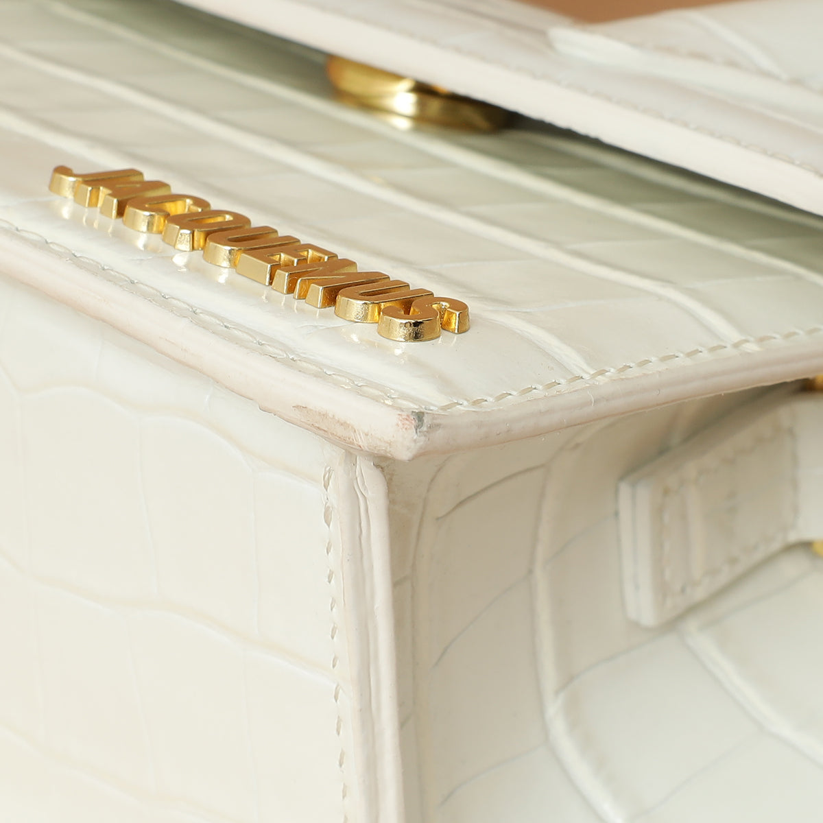 Jacquemus White Croco Embossed Chiquito Medium Bag