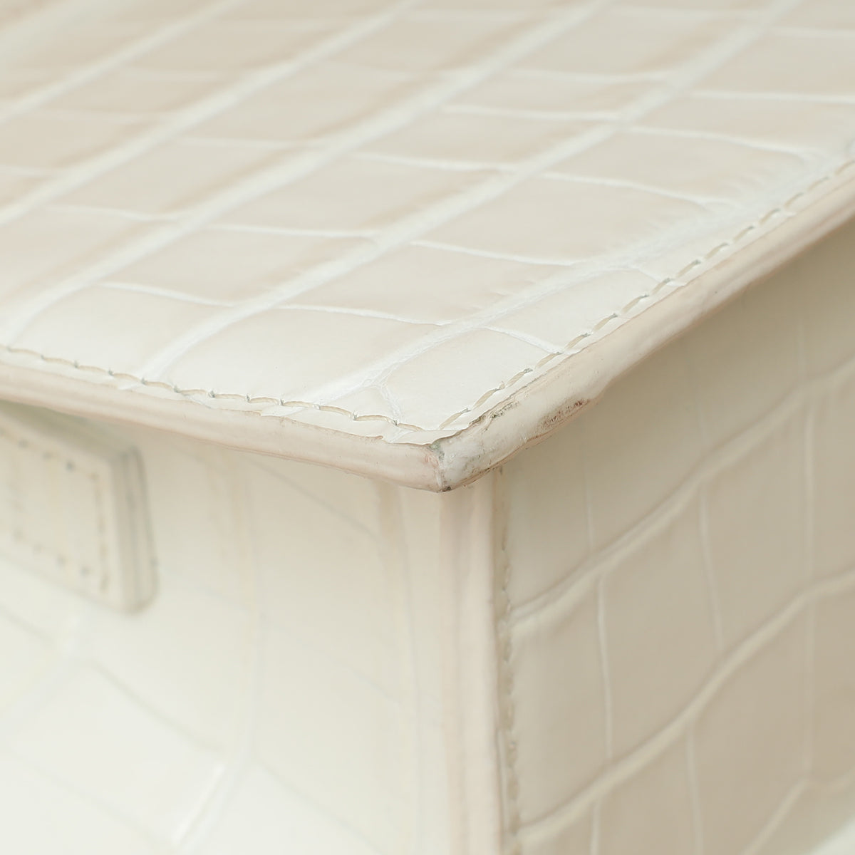 Jacquemus White Croco Embossed Chiquito Medium Bag