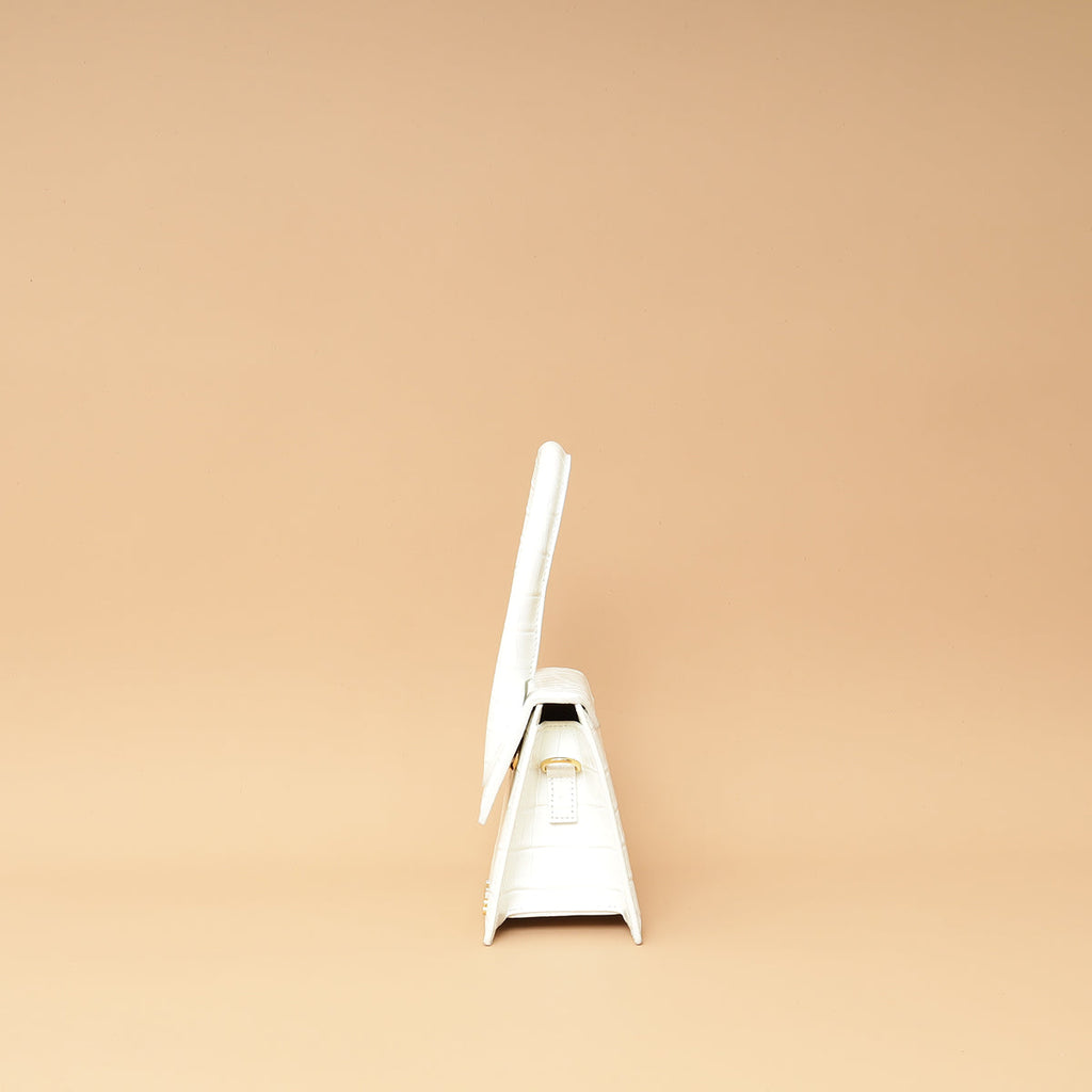 Jacquemus White Croco Embossed Chiquito Medium Bag