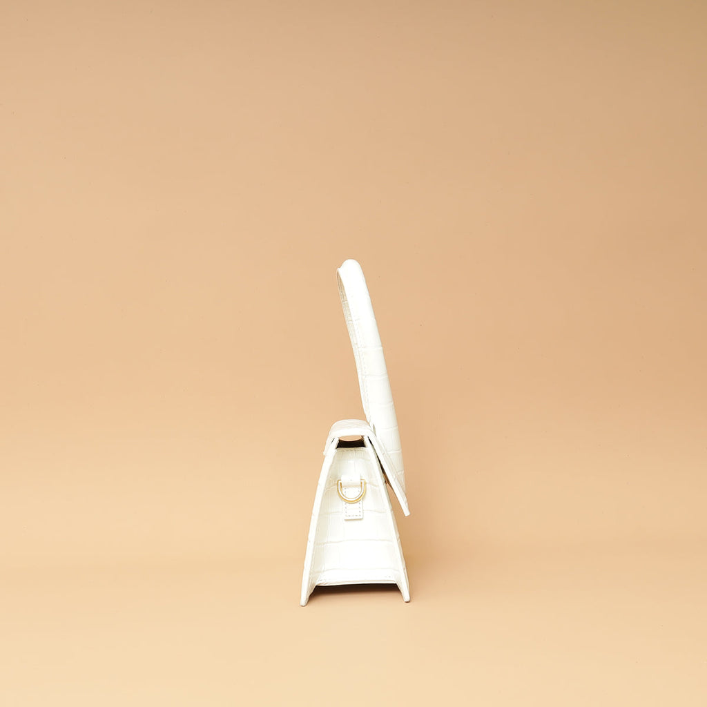 Jacquemus White Croco Embossed Chiquito Medium Bag